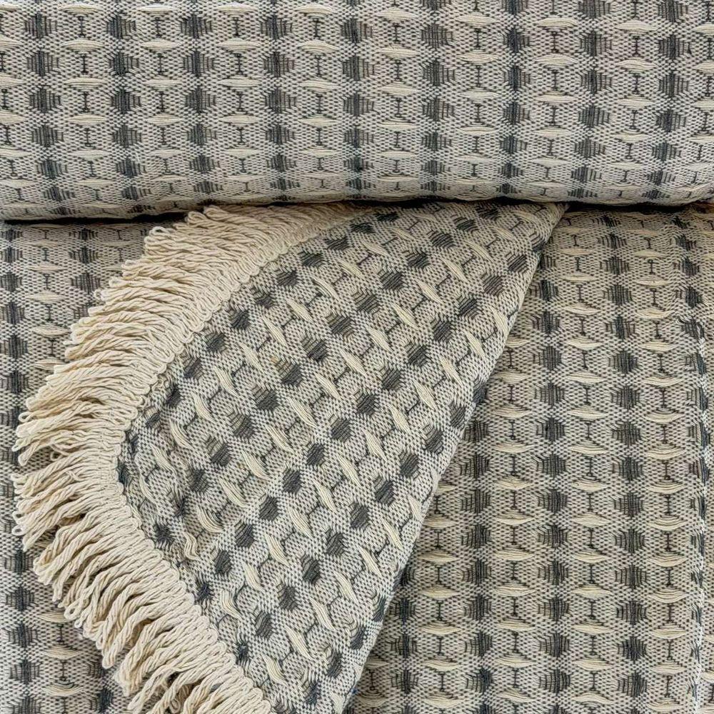 Manta Para Sofá Rubi King 260cm X 250cm Cru / Cinza Escuro - 2