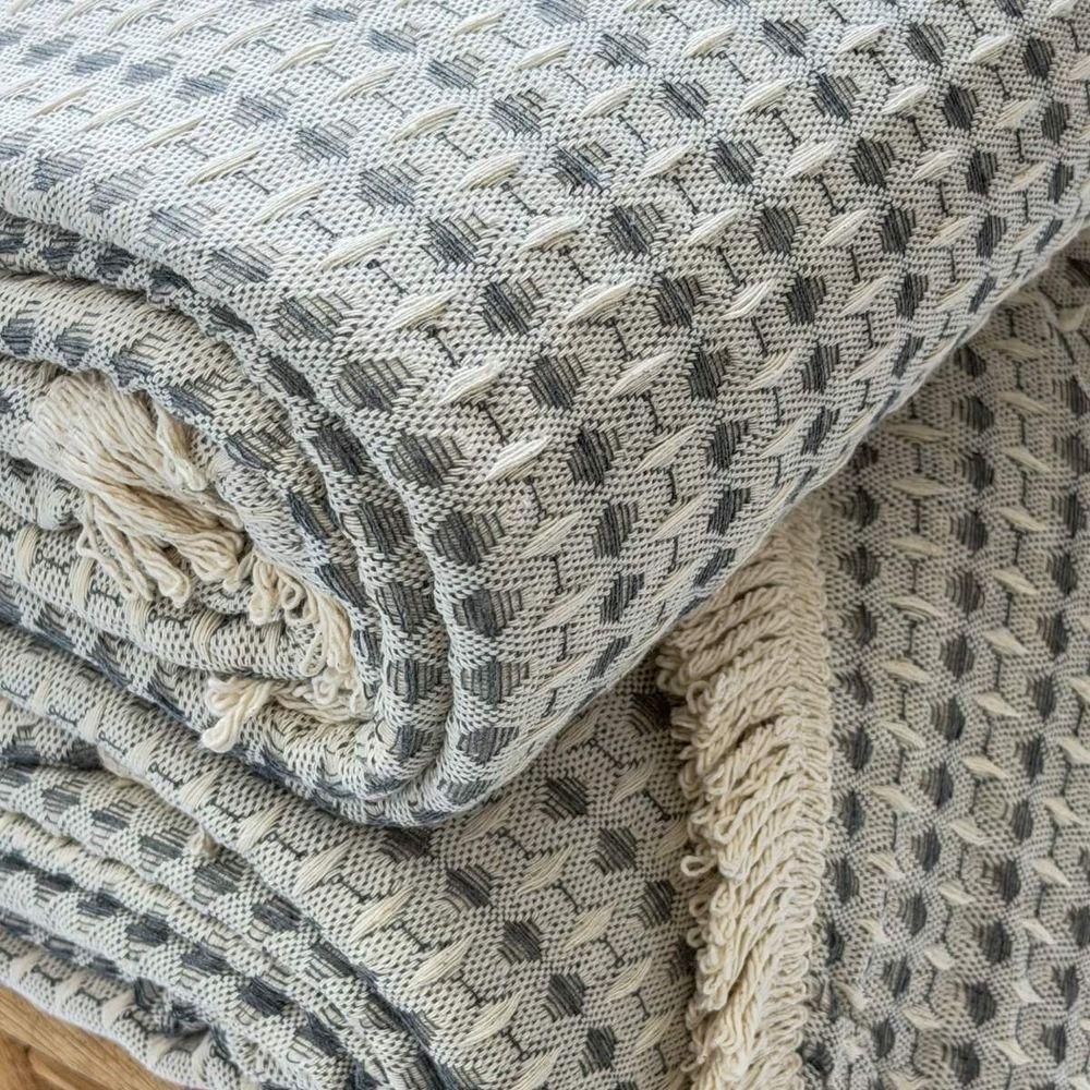 Manta Para Sofá Rubi King 260cm X 250cm Cru / Cinza Escuro - 3