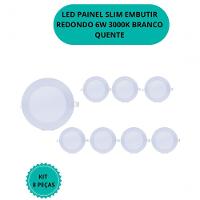 Kit C/10-plafon Led Slim Embutir Redondo 6w 3000k Branco Quente Bivolt - 2