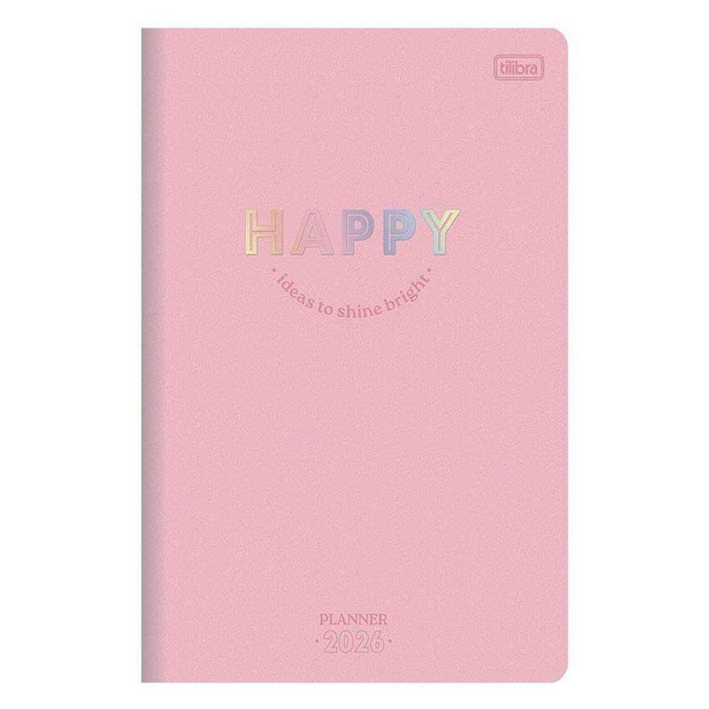 Agenda Planner Happy 2026 Grampeado 20 Folhas Rosa - Tilibra - 1