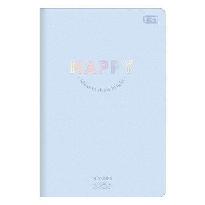 Agenda Planner Happy 2026 Grampeado 20 Folhas Azul - Tilibra