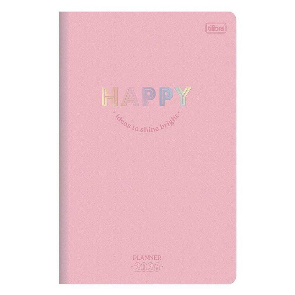 Agenda Planner Happy 2026 Grampeado 20 Folhas Rosa - Tilibra - 1