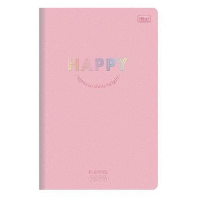 Agenda Planner Happy 2026 Grampeado 20 Folhas Rosa - Tilibra