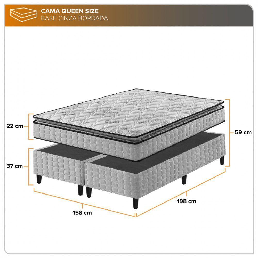 Conjunto Box Queen Cinza Zidi Hanover One Ortopédico D33 - 3