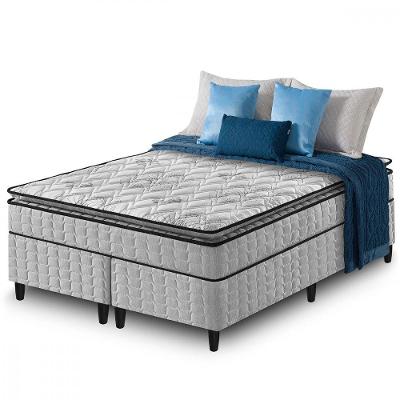 Conjunto Box Queen Cinza Zidi Hanover One Ortopédico D33