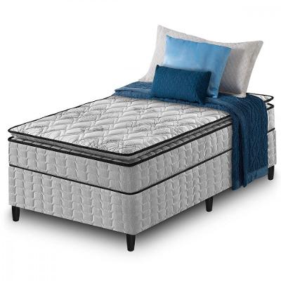 Conjunto Box Solteiro Cinza Zidi Hanover One Ortopédico D33