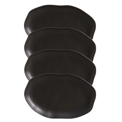 Conjunto Com 04 Travessas Oval Rasa Média 30x20 Cm Orgânico Preto Matte Porto Brasil