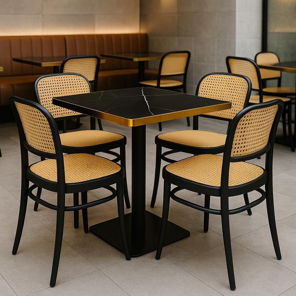 Conjunto Mesa De Jantar Redonda Venezia 70x70cm Preta Com 4 Cadeiras Roma - Preto - 2