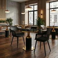 Conjunto Mesa De Jantar Redonda Imperial 70cm Preta Com 2 Cadeiras Estofadas Marcela - Preto - 2