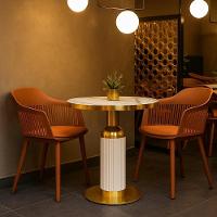 Conjunto Mesa De Jantar Redonda Imperial 70cm Branca Com 2 Cadeiras Estofadas Marcela - Marrom - 2