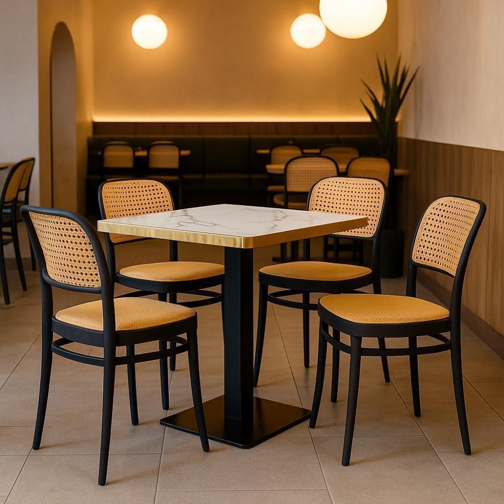 Conjunto Mesa De Jantar Redonda Venezia 70x70cm Branca Com 4 Cadeiras Roma - Preto - 2