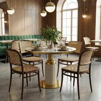 Conjunto Mesa De Jantar Redonda Imperial 70cm Branca Com 4 Cadeiras Roma - Marrom - 2