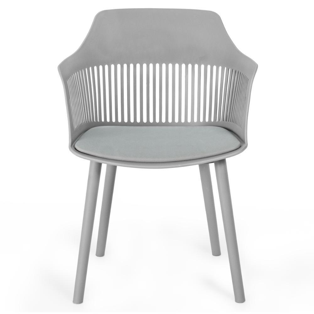 Conjunto Mesa De Jantar Redonda Imperial 70cm Branca Com 2 Cadeiras Estofadas Marcela - Cinza - 6