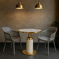 Conjunto Mesa De Jantar Redonda Imperial 70cm Branca Com 2 Cadeiras Estofadas Marcela - Cinza - 3