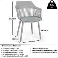 Conjunto Mesa De Jantar Redonda Imperial 70cm Branca Com 2 Cadeiras Estofadas Marcela - Cinza - 8