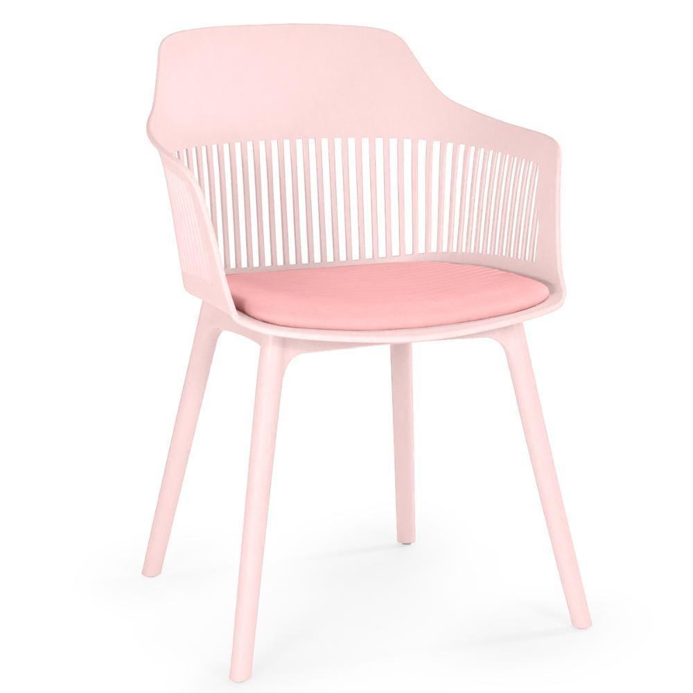 Conjunto Mesa De Jantar Redonda Imperial 70cm Branca Com 2 Cadeiras Estofadas Marcela - Rosa - 4