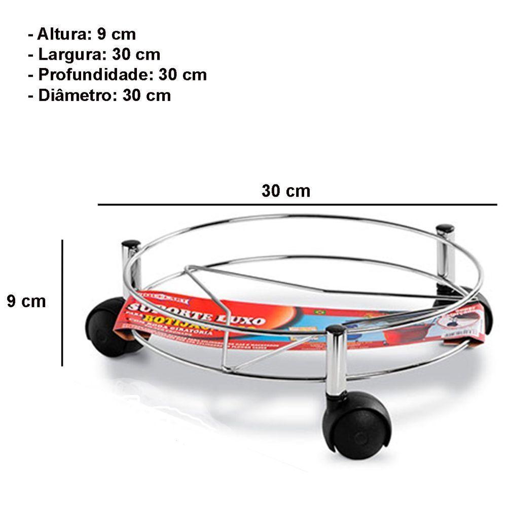 Kit 2 Suporte De Botijão Aço Cromado Com Rodízios - 3
