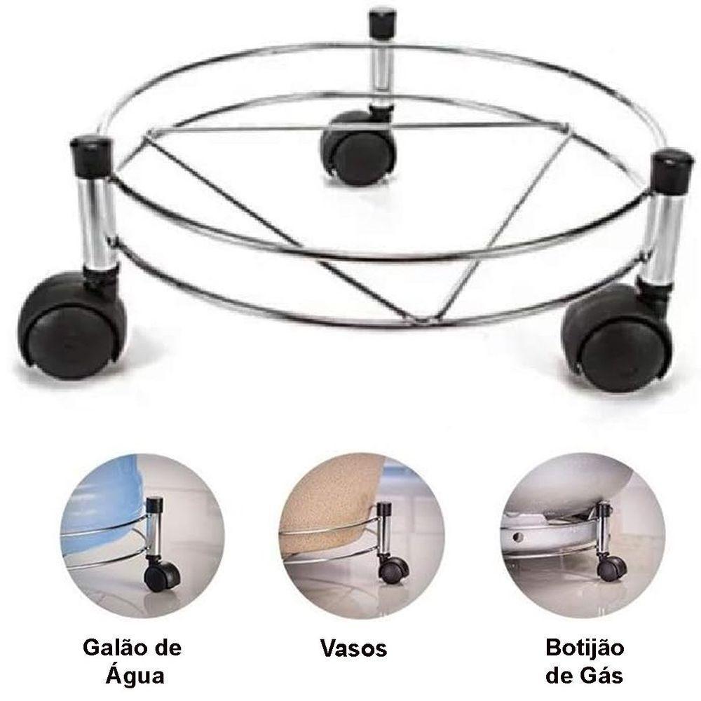 Kit 2 Suporte De Botijão Aço Cromado Com Rodízios - 4
