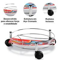 Kit 2 Suporte De Botijão Aço Cromado Com Rodízios - 2