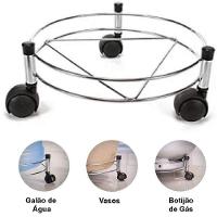 Kit 2 Suporte De Botijão Aço Cromado Com Rodízios