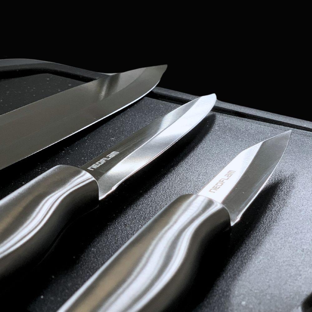 Conjunto De Facas Dolche - 8 Peças - Aço Inoxidável Com Cepo/suporte De Facas & Afiador De Facas - 2