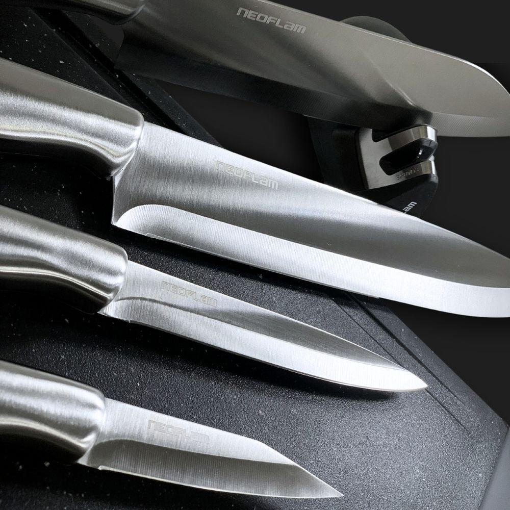 Conjunto De Facas Dolche - 8 Peças - Aço Inoxidável Com Cepo/suporte De Facas & Afiador De Facas - 3