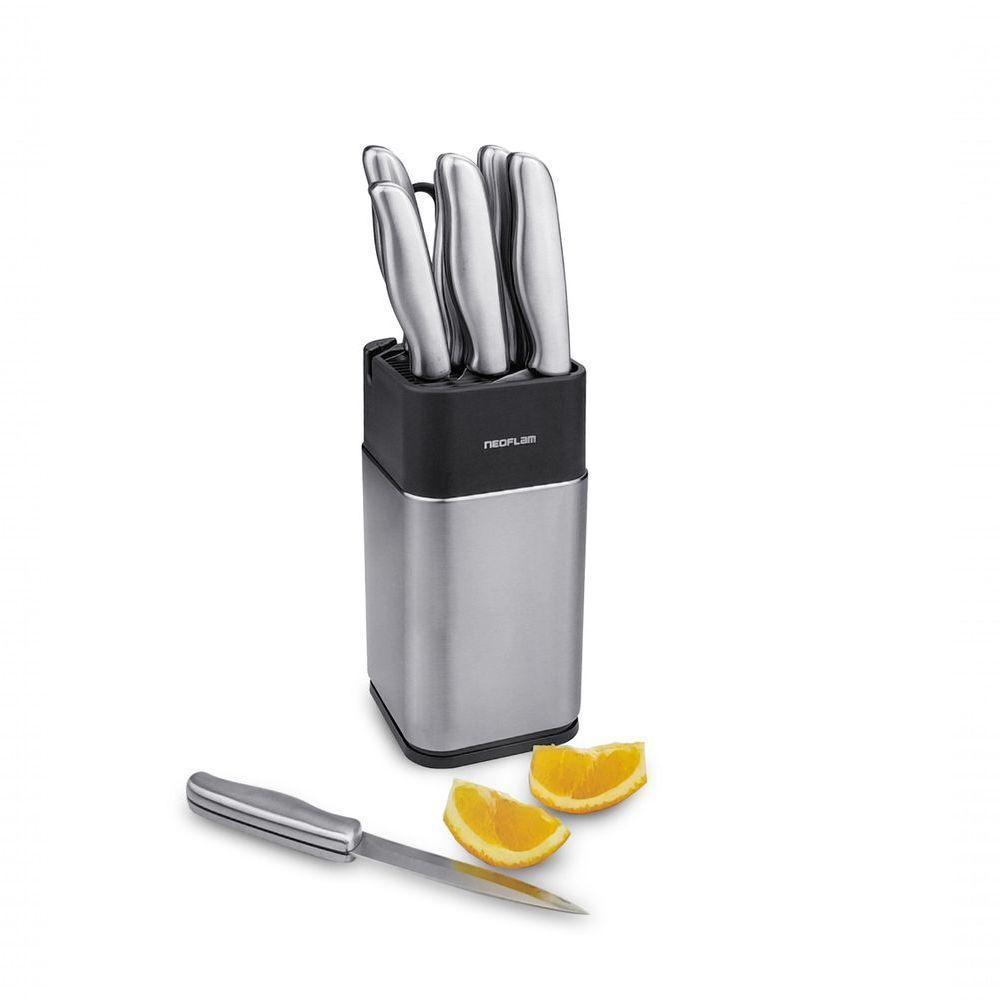 Conjunto De Facas Dolche - 8 Peças - Aço Inoxidável Com Cepo/suporte De Facas & Afiador De Facas - 5