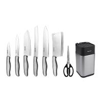 Conjunto De Facas Dolche - 8 Peças - Aço Inoxidável Com Cepo/suporte De Facas & Afiador De Facas - 1