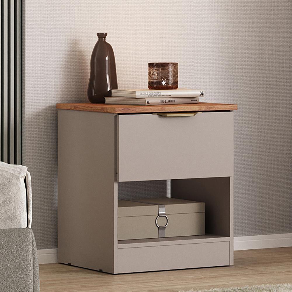 Mesa Lateral Milan 1 Gaveta Carraro Avelã - 1