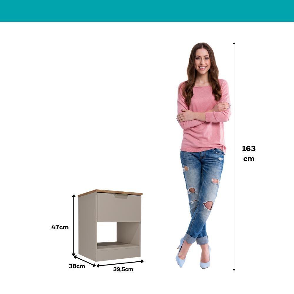 Mesa Lateral Milan 1 Gaveta Carraro Avelã - 6