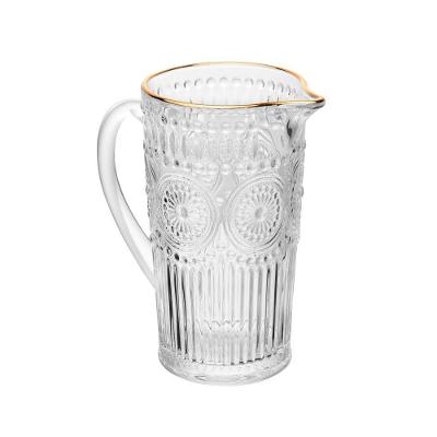 Jarra de Vidro Mandala para Bebidas 1L com Detalhe de Fio de Ouro Transparente Wolff