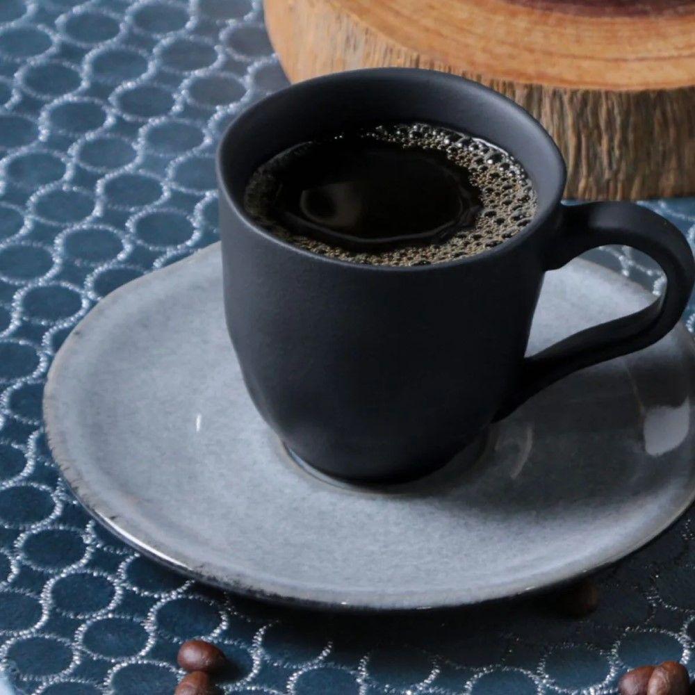 Conjunto De Xícara De Cafezinho Com Pires 06 Peças Orgânico Concreto Porto Brasil - 3