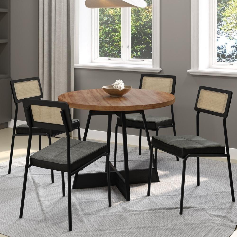 Conjunto Sala De Jantar 4 Cadeiras Virginia Carraro Nogal - 1