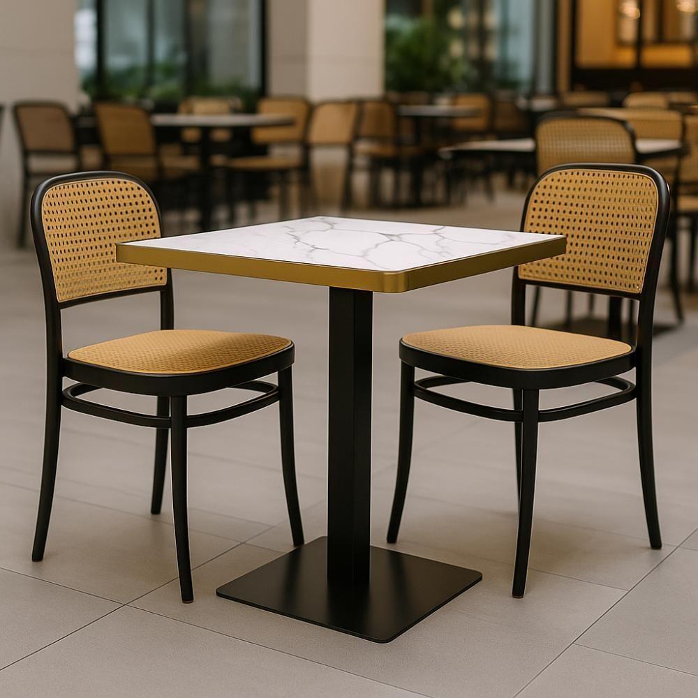 Conjunto Mesa De Jantar Quadrada Venezia 70x70cm Branca Com 2 Cadeiras Roma - Preto - 2