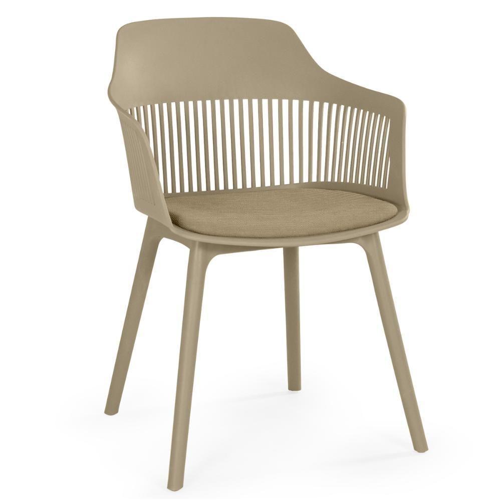 Conjunto Mesa De Jantar Redonda Imperial 70cm Branca Com 2 Cadeiras Estofadas Marcela - Nude Escuro - 4