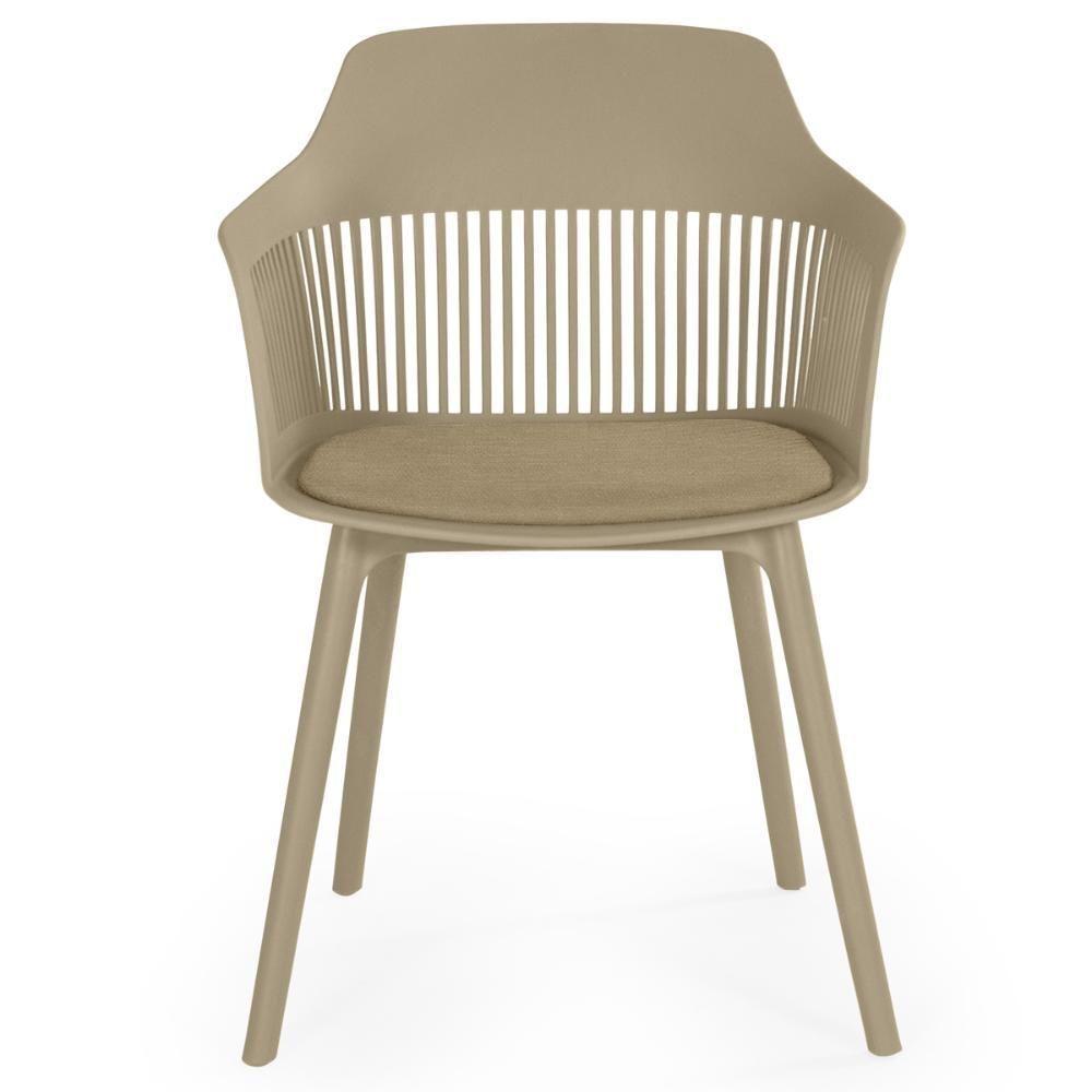 Conjunto Mesa De Jantar Redonda Imperial 70cm Branca Com 2 Cadeiras Estofadas Marcela - Nude Escuro - 5