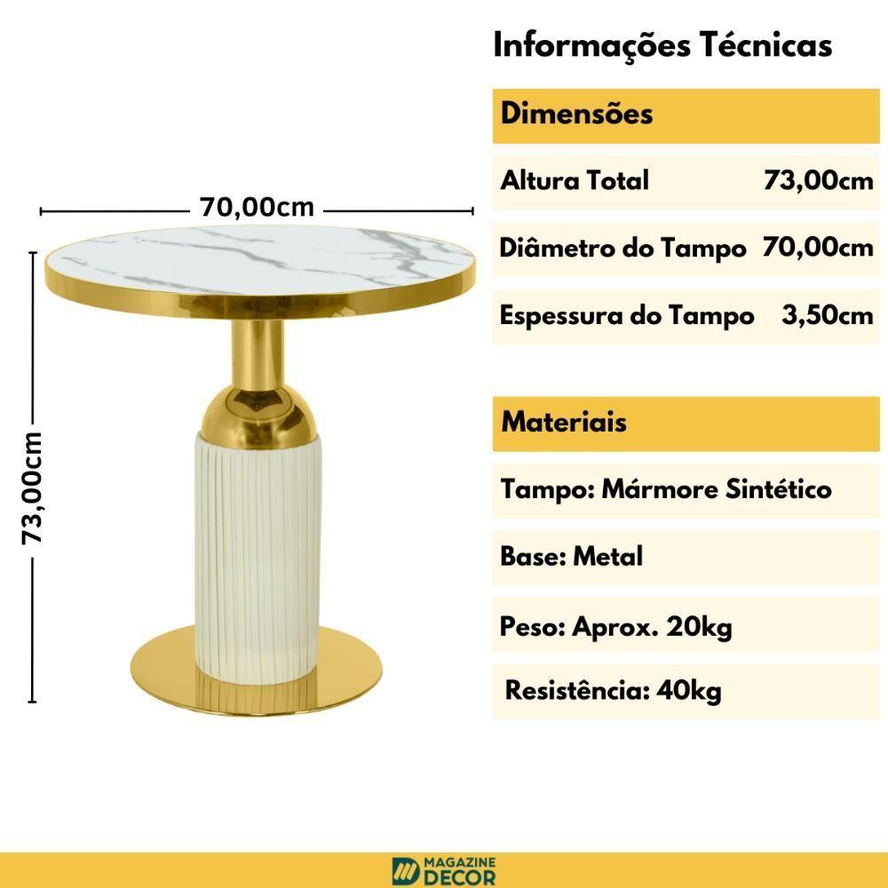 Conjunto Mesa De Jantar Redonda Imperial 70cm Branca Com 2 Cadeiras Estofadas Marcela - Nude Escuro - 9