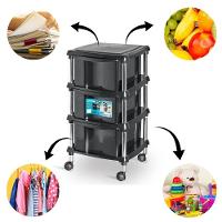 Gaveteiro Organizador Multiuso 3 Gavetas Com Rodízios Alice Preto