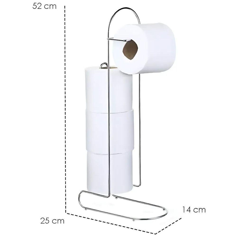 Porta Papel Higiênico De Chão Cromado Para 4 Rolos Mali - 3