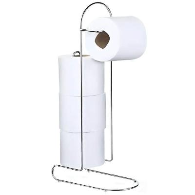 Porta Papel Higiênico De Chão Cromado Para 4 Rolos Mali