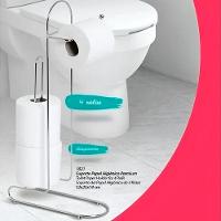 Porta Papel Higiênico De Chão Cromado Para 4 Rolos Mali - 4