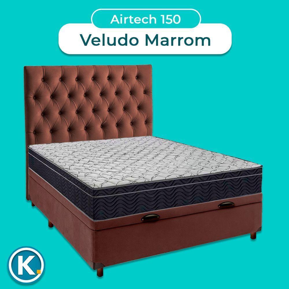 Baú Blindado Marrom Com Colchão Casal Airtech 150 Ortobom + Cabeceira - 4