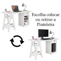 Mesa Escrivaninha Para Escritório 1 Gaveta Com Chave Boreal Branco