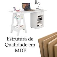 Mesa Escrivaninha Para Escritório 1 Gaveta Com Chave Boreal Branco - 5