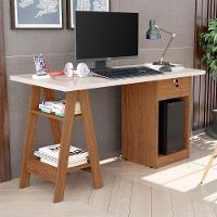 Mesa Escrivaninha Para Escritório 1 Gaveta Com Chave Boreal Off White/canela - 7