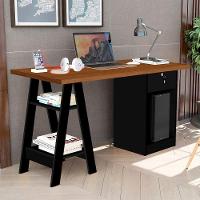 Mesa Escrivaninha Para Escritório 1 Gaveta Com Chave Boreal Canela/preto - 7