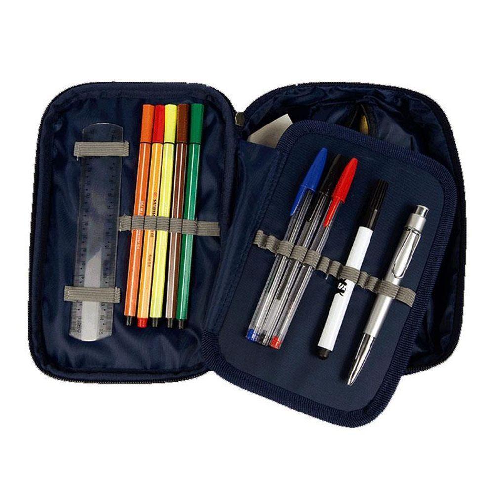 Estojo Escolar Infantil Box Crinkle 7550404 Azul Marinho - Sestini - 3