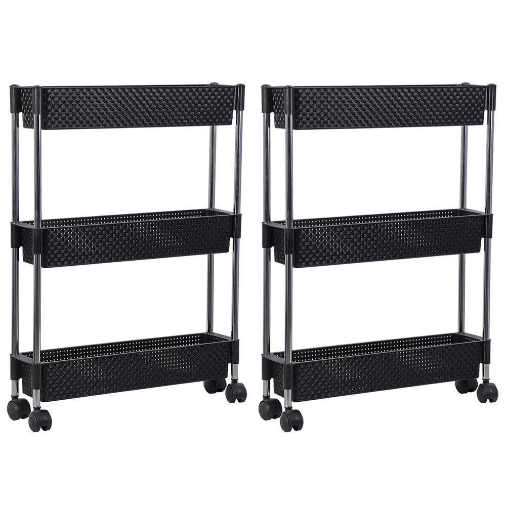 Kit 2 Fruteiras Para Cozinha Multifunções Com Rodízios Nattan Preto - 1