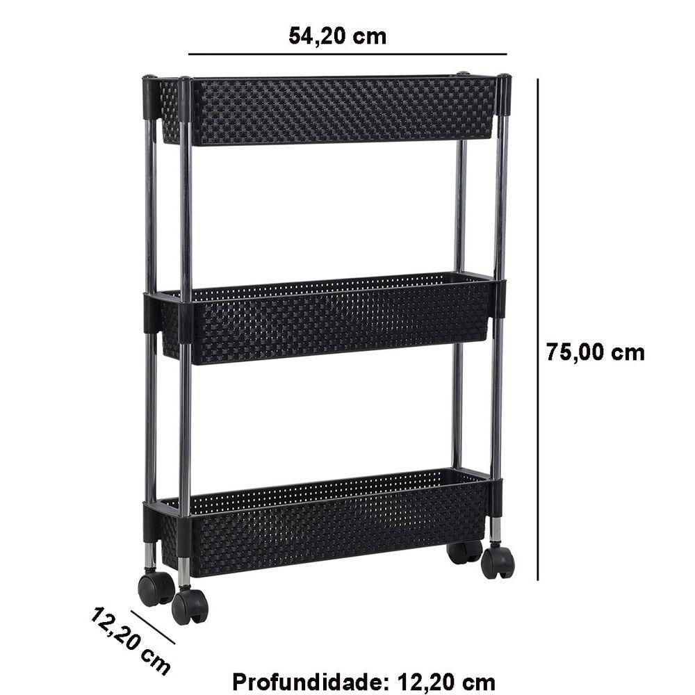 Kit 2 Fruteiras Para Cozinha Multifunções Com Rodízios Nattan Preto - 5