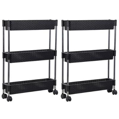 Kit 2 Fruteiras Para Cozinha Multifunções Com Rodízios Nattan Preto